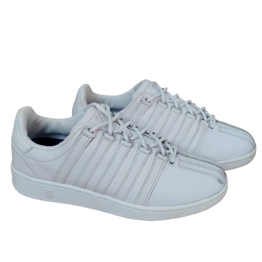 Men's Classic K-Swiss White Leather Varsity Sneakers size 7½ White School